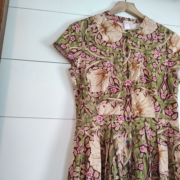 Morris & Co x H&M Pimpernel Floral Fit & Flare Dress Size 6 Cottagecore Boho - Picture 4 of 10